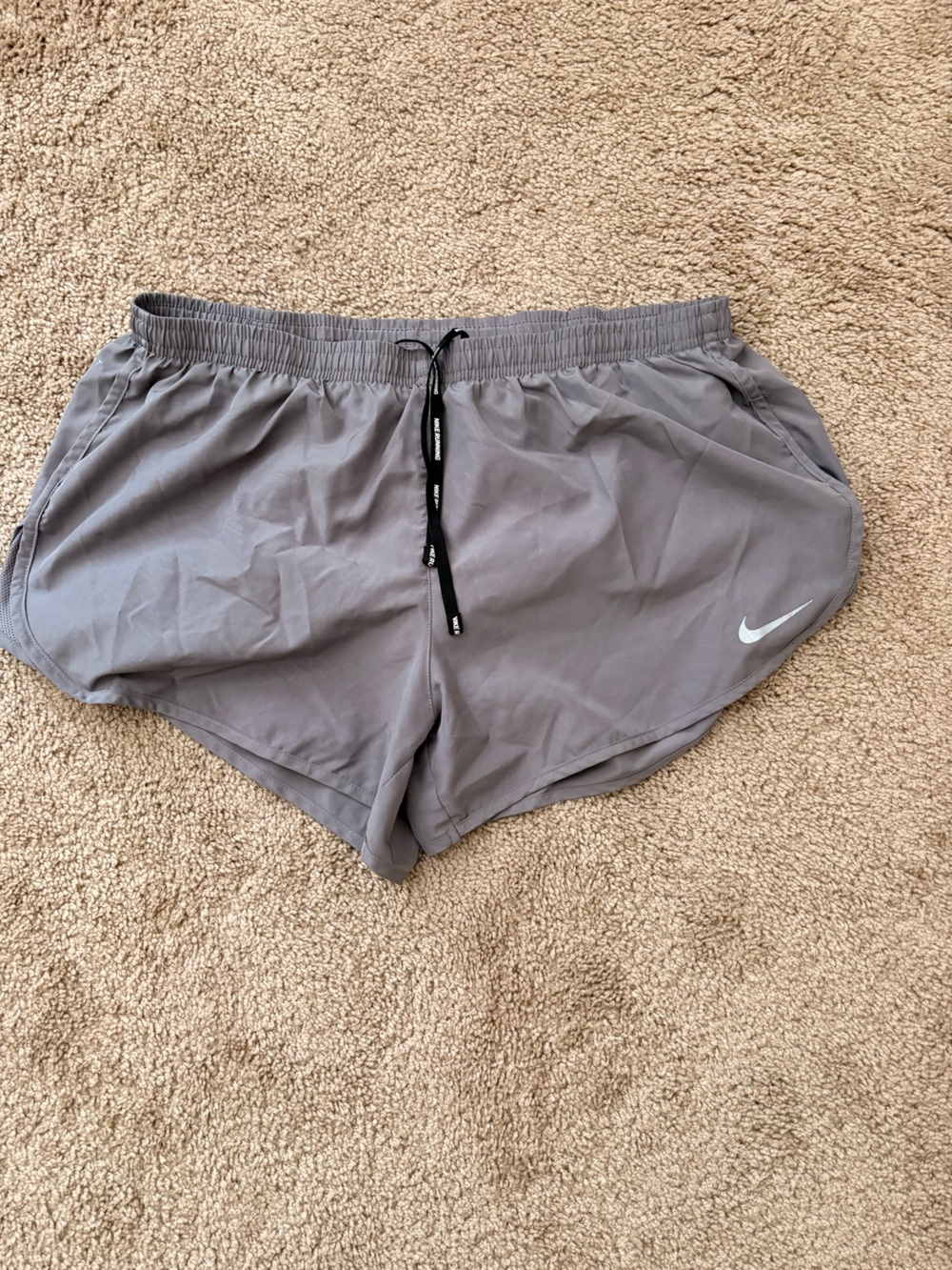 Nike Men’s Gray Athletic Running Shorts with Drawstring